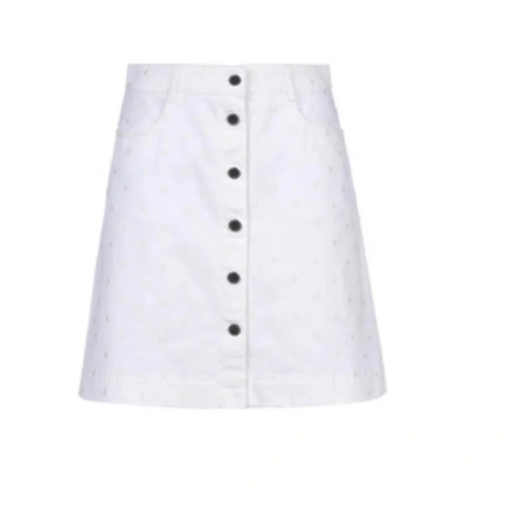 ! stella mccartney EMBELLISHED BUTTON-FRONT A-LINE SKIRT IN SNOW - Picture 2 of 12